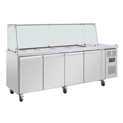 Comptoir &agrave; salade GN avec pare-haleine carr&eacute; Polar S&eacute;rie U 4 portes - Gastronoble - UA019