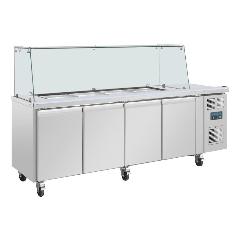 Comptoir &agrave; salade GN avec pare-haleine carr&eacute; Polar S&eacute;rie U 4 portes - Gastronoble - UA019