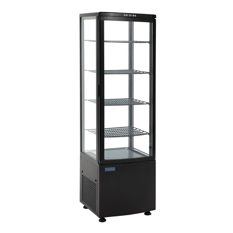 Vitrine r&eacute;frig&eacute;r&eacute;e porte incurv&eacute;e &eacute;conome en &eacute;nergie Polar s&eacute;rie C noire 235L - Gastronoble - CX573