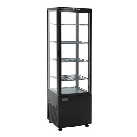Vitrine r&eacute;frig&eacute;r&eacute;e porte incurv&eacute;e &eacute;conome en &eacute;nergie Polar s&eacute;rie C noire 235L - Gastronoble - CX573