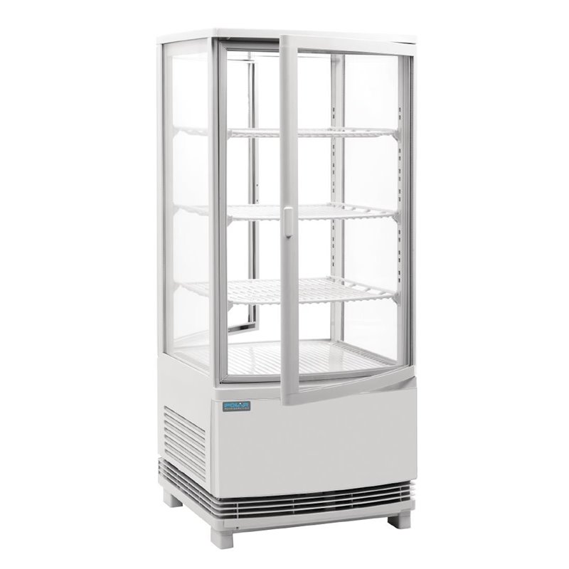 Vitrine r&eacute;frig&eacute;r&eacute;e porte incurv&eacute;e &eacute;conome en &eacute;nergie Polar s&eacute;rie C blanche 86L - Gastronoble - CX576