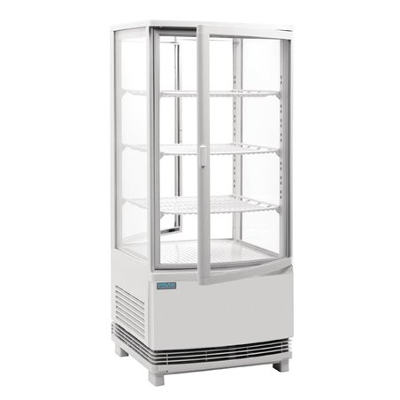 Vitrine r&eacute;frig&eacute;r&eacute;e porte incurv&eacute;e &eacute;conome en &eacute;nergie Polar s&eacute;rie C blanche 86L - Gastronoble - CX576