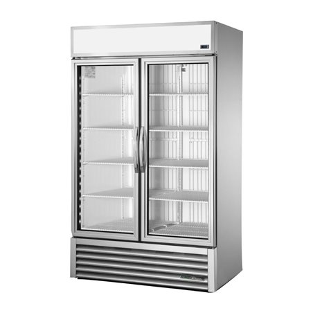 Vitrine r&eacute;frig&eacute;r&eacute;e n&eacute;gative libre service 2 portes True GDM-43F-HC~TSL01 ALU - Gastronoble - CX715