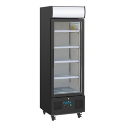 Vitrine r&eacute;frig&eacute;r&eacute;e positive avec caisson lumineux Polar S&eacute;rie G 218L noire - Gastronoble - GH426