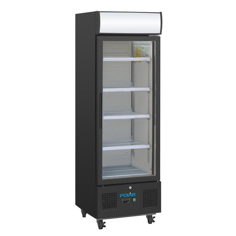 Vitrine r&eacute;frig&eacute;r&eacute;e positive avec caisson lumineux Polar S&eacute;rie G 218L noire - Gastronoble - GH426