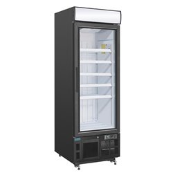 Vitrine r&eacute;frig&eacute;r&eacute;e n&eacute;gative avec caisson lumineux Polar S&eacute;rie G 412L noire - Gastronoble - GH428