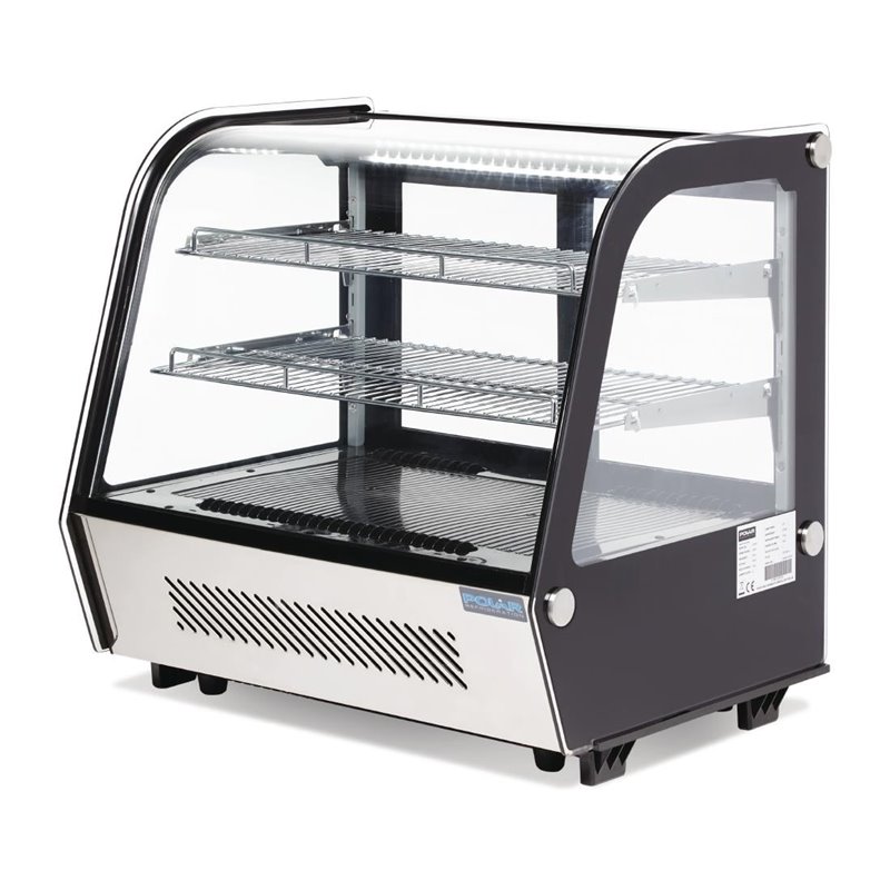 Vitrine de comptoir r&eacute;frig&eacute;r&eacute;e &eacute;conome en &eacute;nergie Polar S&eacute;rie G noire 120L - Gastronoble - GP292