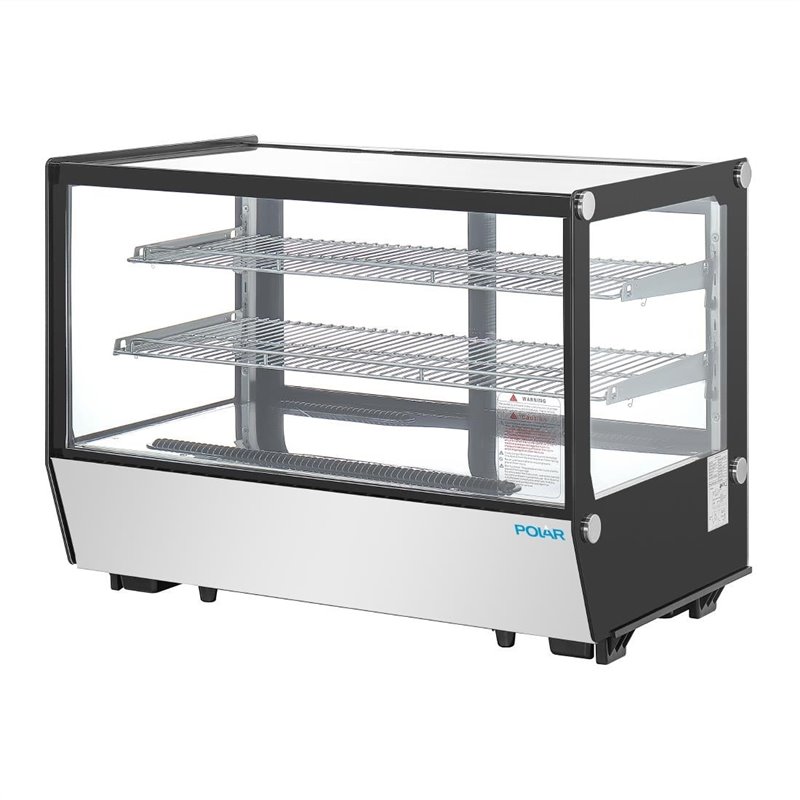 Vitrine de comptoir positive Polar S&eacute;rie G carr&eacute;e noire 160L - Gastronoble - PG004