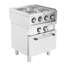 Fourneau &eacute;lectrique 4 feux sur four &agrave; convection Buffalo S&eacute;rie 600 - Gastronoble - SA808