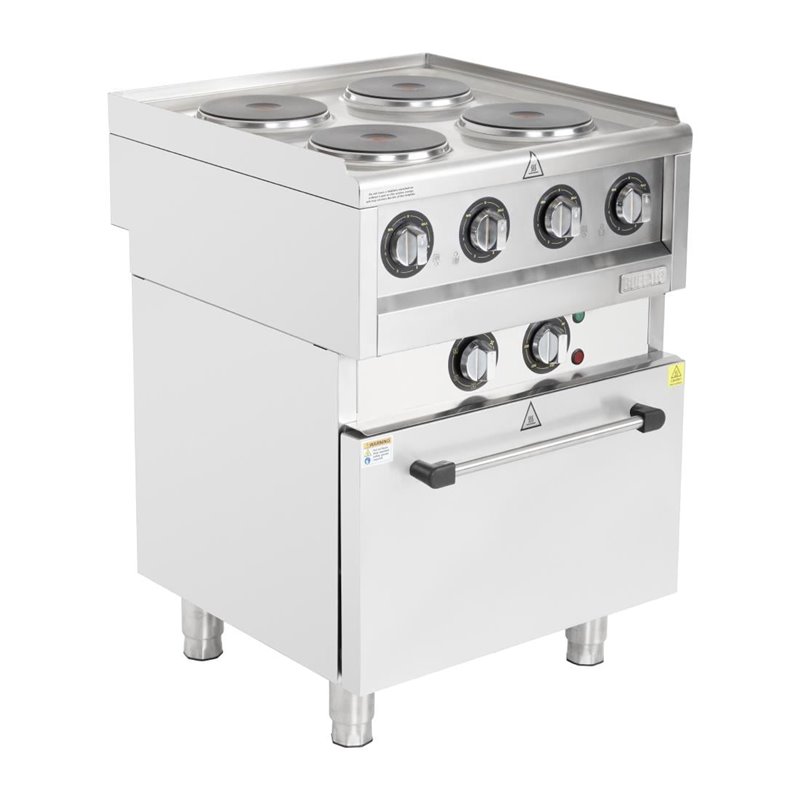 Fourneau &eacute;lectrique 4 feux sur four &agrave; convection Buffalo S&eacute;rie 600 - Gastronoble - SA808