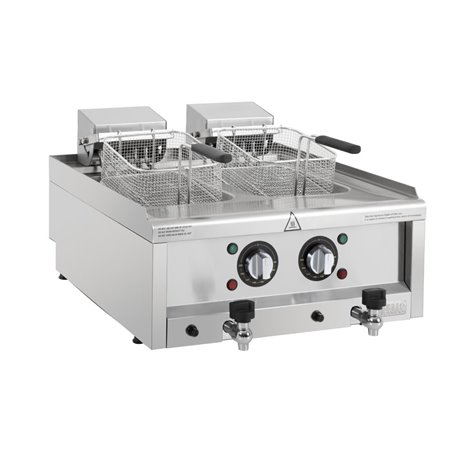 Friteuse &eacute;lectrique double Buffalo S&eacute;rie 600 2 x 8L - Gastronoble - CU477