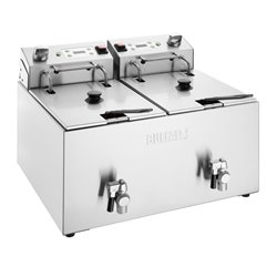 Friteuse &eacute;lectrique double avec minuterie Buffalo 2x8L - Gastronoble - CU621