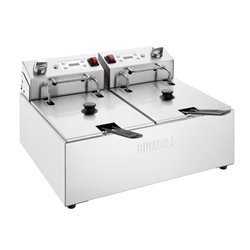 Friteuse &eacute;lectrique double avec minuterie Buffalo 2x5L - Gastronoble - CU624