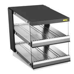 Vitrine chauffante inclin&eacute;e &agrave; glissi&egrave;re Buffalo 2 &eacute;tag&egrave;res - Gastronoble - HW925