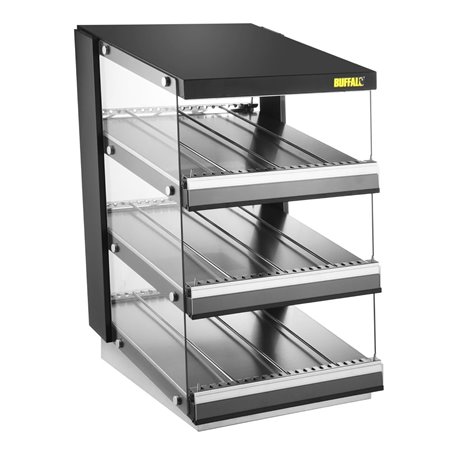 Vitrine chauffante inclin&eacute;e &agrave; glissi&egrave;re Buffalo 3 &eacute;tag&egrave;res - Gastronoble - HW926