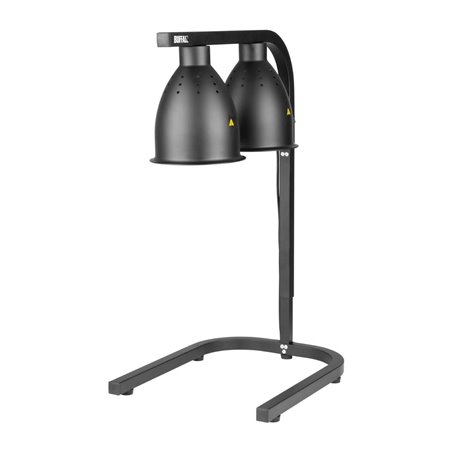 Lampe chauffante double sur pied Buffalo noir mat - Gastronoble - JA865