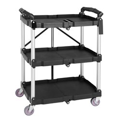 Petit chariot pliant en polypropyl&egrave;ne Vogue 3 niveaux noir - Gastronoble - CK113