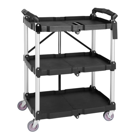 Petit chariot pliant en polypropyl&egrave;ne Vogue 3 niveaux noir - Gastronoble - CK113