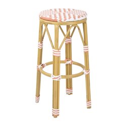 Tabourets de bar en rotin PE style parisien Bolero corail (lot de 2) - Gastronoble - HZ143