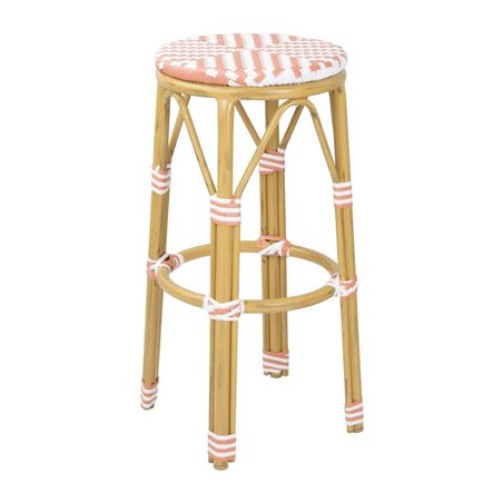 Tabourets de bar en rotin PE style parisien Bolero corail (lot de 2) - Gastronoble - HZ143