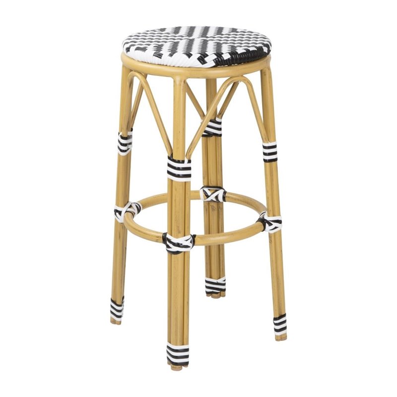 Tabourets de bar en rotin PE style parisien Bolero noirs (lot de 2) - Gastronoble - HZ144