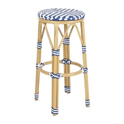Tabourets de bar en rotin PE style parisien Bolero bleus (lot de 2) - Gastronoble - HZ145