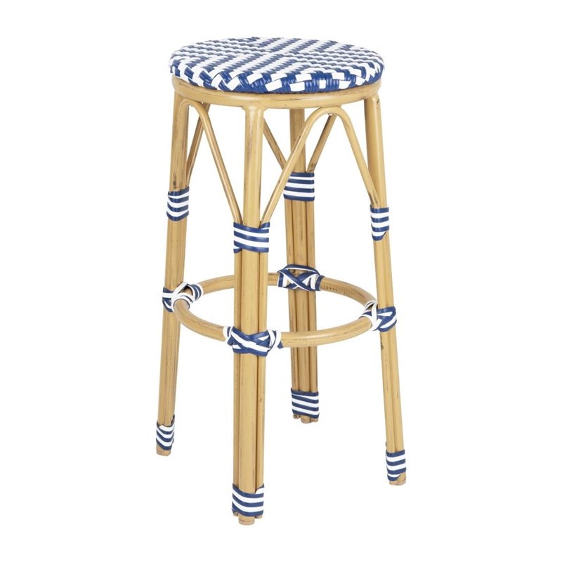Tabourets de bar en rotin PE style parisien Bolero bleus (lot de 2) - Gastronoble - HZ145