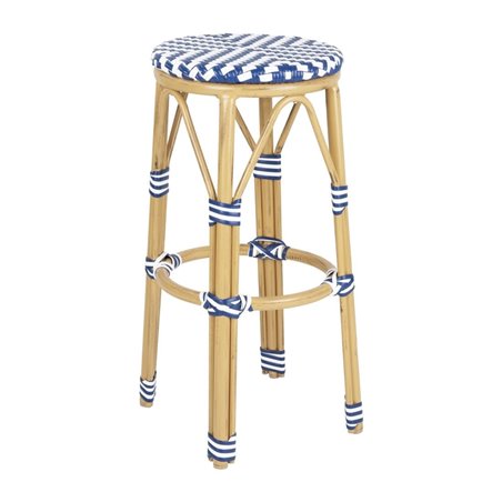 Tabourets de bar en rotin PE style parisien Bolero bleus (lot de 2) - Gastronoble - HZ145