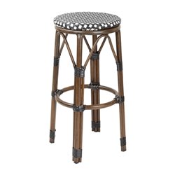 Tabourets de bar en rotin PE style parisien Bolero bois fonc&eacute; noirs (Lot de 2) - Gastronoble - HZ146
