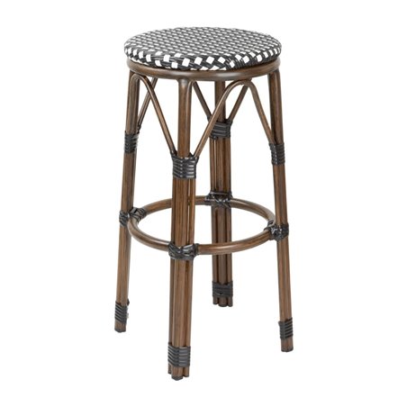 Tabourets de bar en rotin PE style parisien Bolero bois fonc&eacute; noirs (Lot de 2) - Gastronoble - HZ146