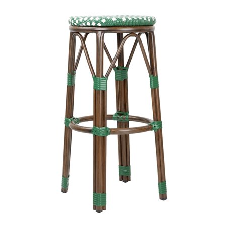 Tabourets de bar Parisian Style PE Rattan Bolero bois fonc&eacute; verts (Lot de 2) - Gastronoble - HZ147