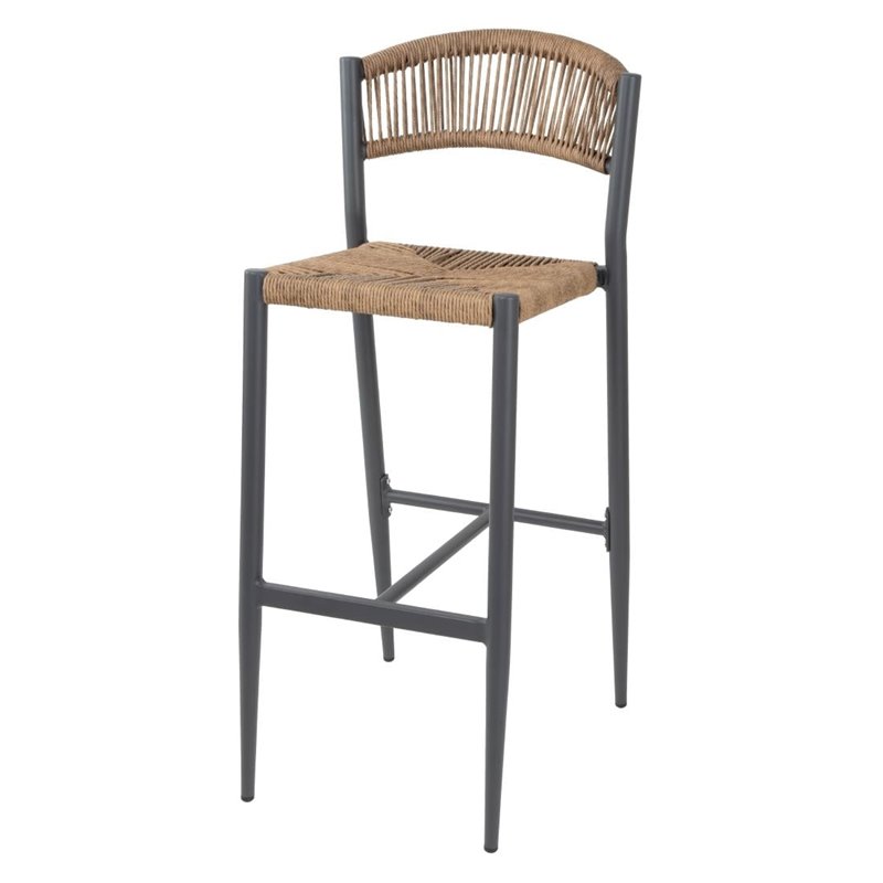 Tabourets de bar d'ext&eacute;rieur en rotin PE tress&eacute; Bolero Eden naturels (lot de 2) - Gastronoble - HZ594