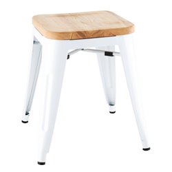 Tabourets bas Bolero Bistro avec coussin d'assise en bois blanc (Lot de 4) - Gastronoble - DW738