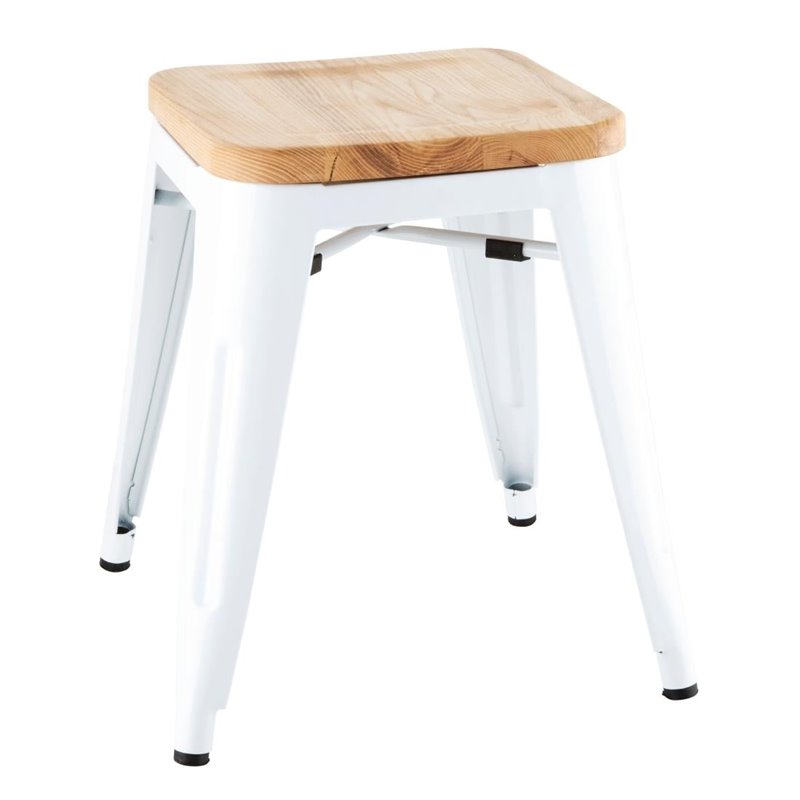 Tabourets bas Bolero Bistro avec coussin d'assise en bois blanc (Lot de 4) - Gastronoble - DW738