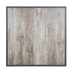 Plateau de table ext&eacute;rieur carr&eacute; en verre tremp&eacute; Bolero effet grain de bois bord gris 700 mm - Gastronoble - FU515