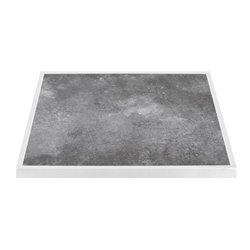Plateau de table ext&eacute;rieur carr&eacute; en verre tremp&eacute; Bolero effet pierre fonc&eacute;e bord blanc 700 mm - Gastronoble - FU517