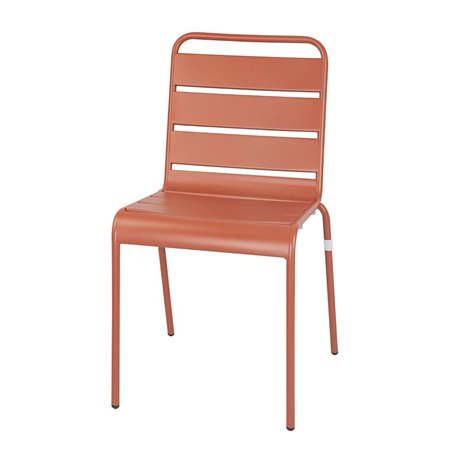Chaises &agrave; lattes en acier Bolero terracotta (lot de 4) - Gastronoble - CK063