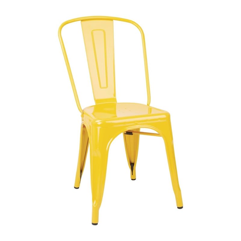 Chaises bistro en acier Bolero jaunes (lot de 4) - Gastronoble - DK292