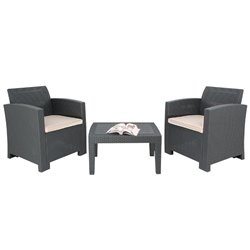 Ensemble fauteuils et table en rotin PP Bolero gris - Gastronoble - DR309