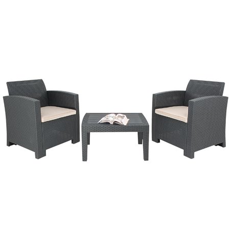 Ensemble fauteuils et table en rotin PP Bolero gris - Gastronoble - DR309