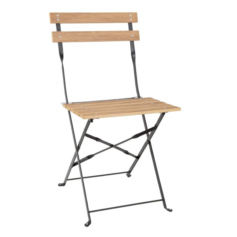 Chaises de terrasse pliantes Bolero Perth effet bois (lot de 2) - Gastronoble - FU539