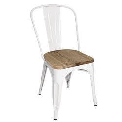 Chaises en acier avec assise en bois Bolero blanches (lot de 4) - Gastronoble - GM644