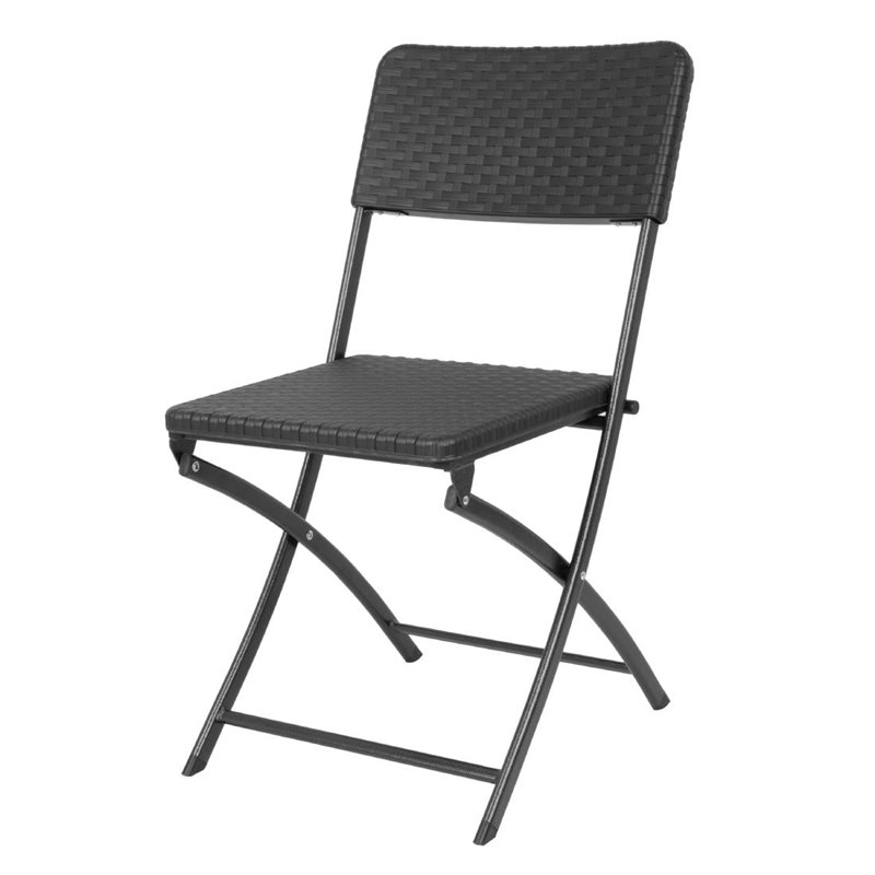 Chaises pliantes en rotin PE Bolero noires (lot de 2) - Gastronoble - HS559