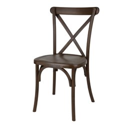 Chaises en r&eacute;sine &agrave; dossier crois&eacute; Bolero Manhattan effet bois fonc&eacute; (lot de 4) - Gastronoble - HW281