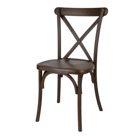 Chaises en r&eacute;sine &agrave; dossier crois&eacute; Bolero Manhattan effet bois fonc&eacute; (lot de 4) - Gastronoble - HW281