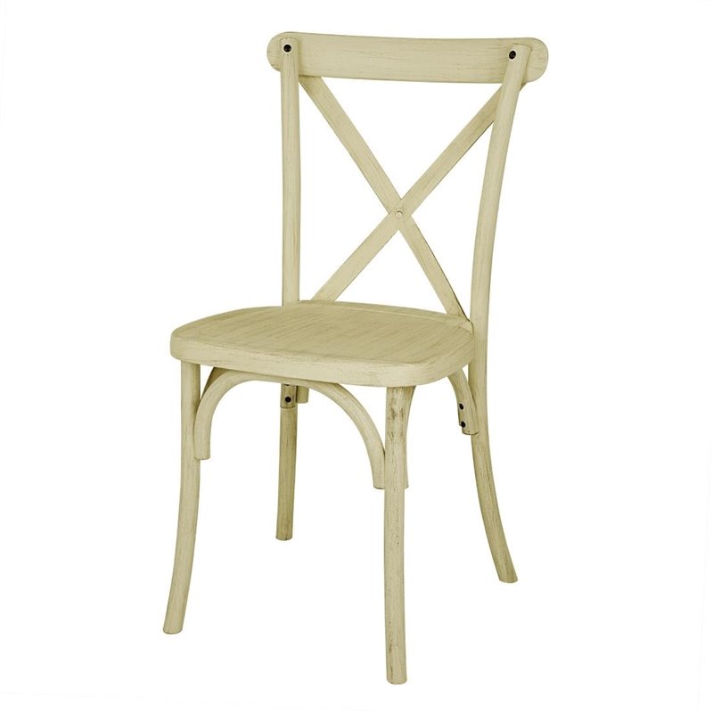 Chaises &agrave; dossier crois&eacute; en r&eacute;sine Bolero Manhattan effet bois naturel (lot de 4) - Gastronoble - HW282