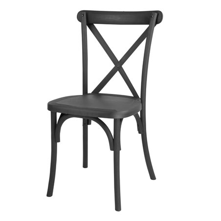 Chaises en r&eacute;sine &agrave; dossier crois&eacute; Manhattan Bolero noires (lot de 4) - Gastronoble - HW283