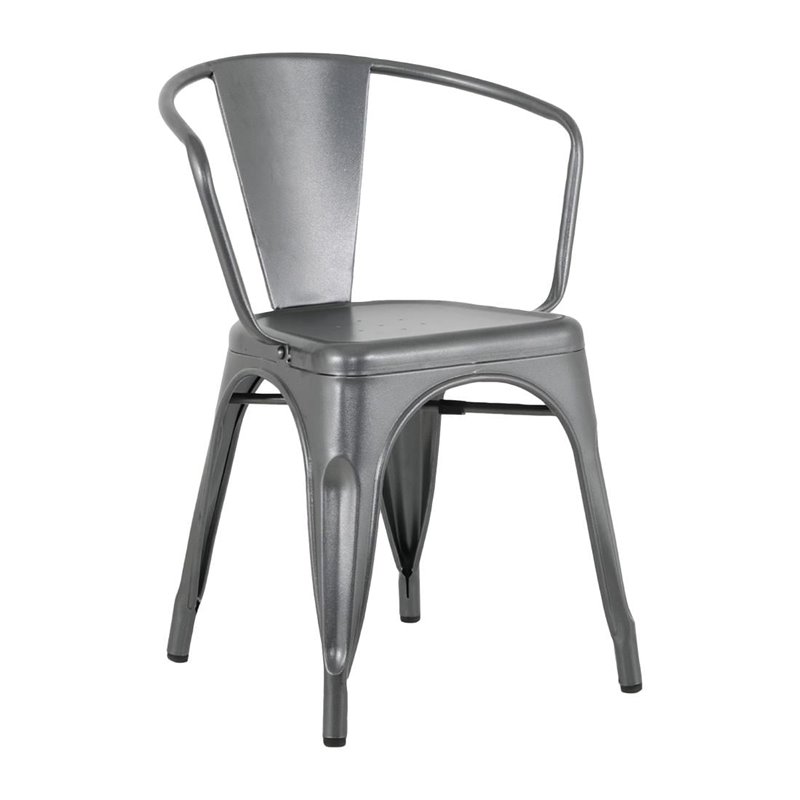 Bolero Bistro Curve Fauteuils Gunmetal (lot de 4) - Gastronoble - HZ807