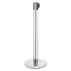 Barri&egrave;re r&eacute;tractable en inox poli Bolero sangle noire 3&nbsp;m (lot de 2) - Gastronoble - JA341