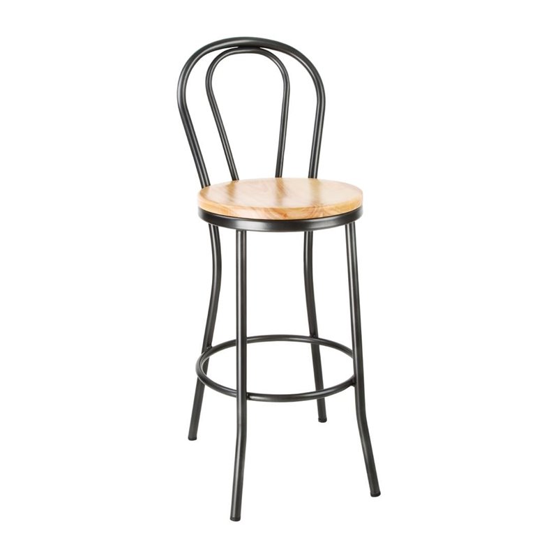 Tabouret haut Bolero Clarisse gris m&eacute;tal - Gastronoble - DC179